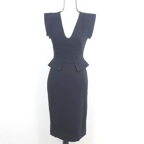tabitha webb Dresses & Skirts - Tabitha Webb Honeysuckle Onyx Black Sleeveless V Neck Partial Peplum Waist Dress